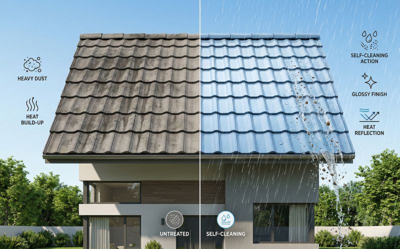 สีทาหลังคาแบบSelf-Cleaning ลดฝุ่นเกาะ ป้องกันบ้านร้อน